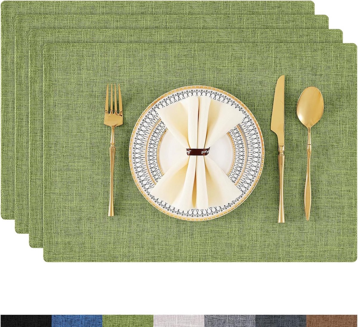 Set van 4 Afwasbare Placemats - Hittebestendig en Antislip Tafelkleed