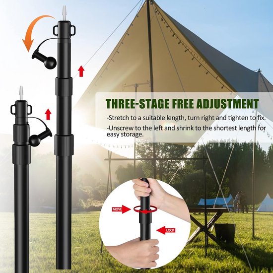 Verstelbare Telescoop Tentstokken Aluminium 2 Stuks voor Zonnezeil en Luifel — afbeelding 2