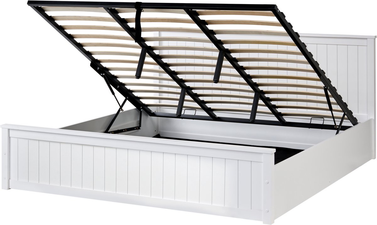 BELIANI LAMBRES - Bed met opbergruimte - Wit - 180 x 200 cm - Dennenhout