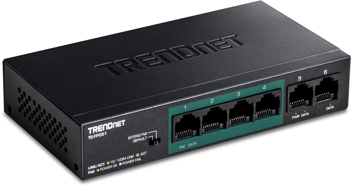 5-Poorts PoE+ Switch met Lange Afstand en 60W Vermogen
