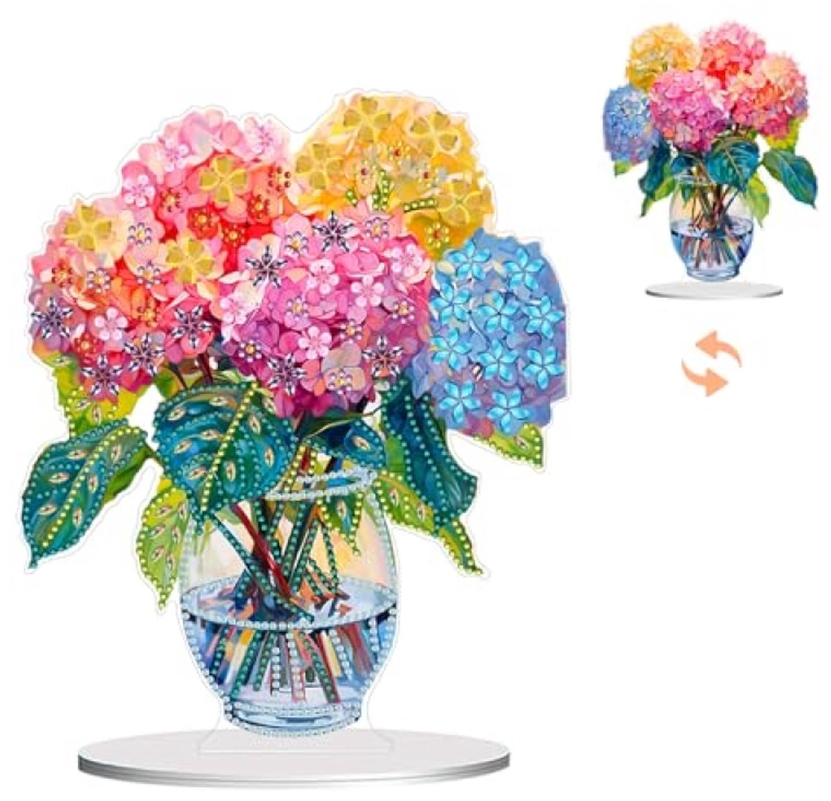 PromoHome DIY Diamant Schilderij - Staande Kat Vazen Decoratie Set met Kleurrijke Kristallen