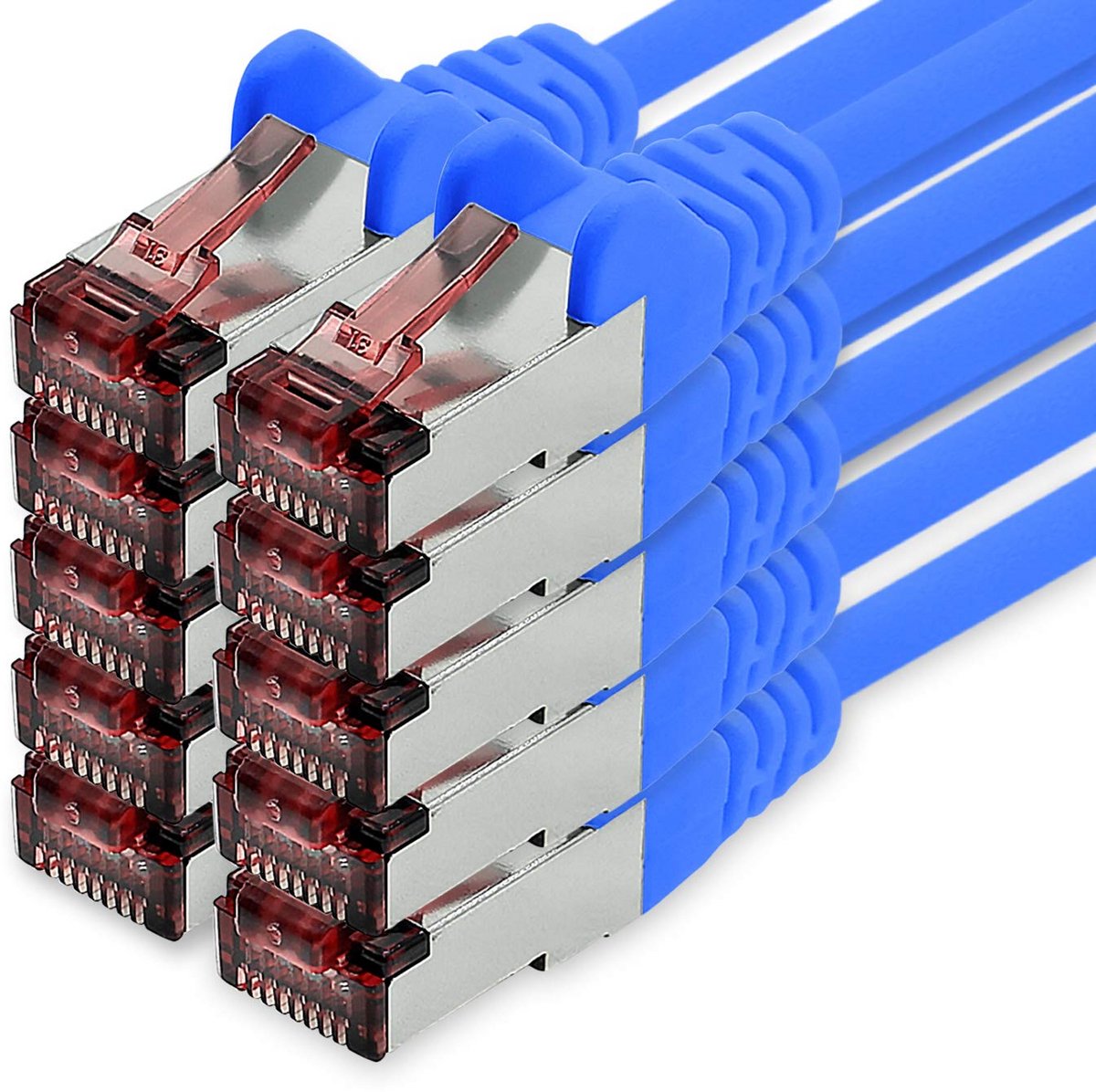 10-Pack Cat.6 Netwerkkabels Kort (0.5m) Blauw SFTP Gigabit Ethernet LAN-Kabel