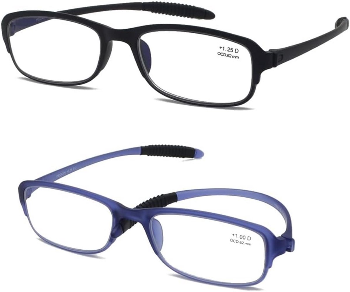 2-pack Leesbril met Blauwlichtfilter en Etui - Lichtgewicht en Flexibel