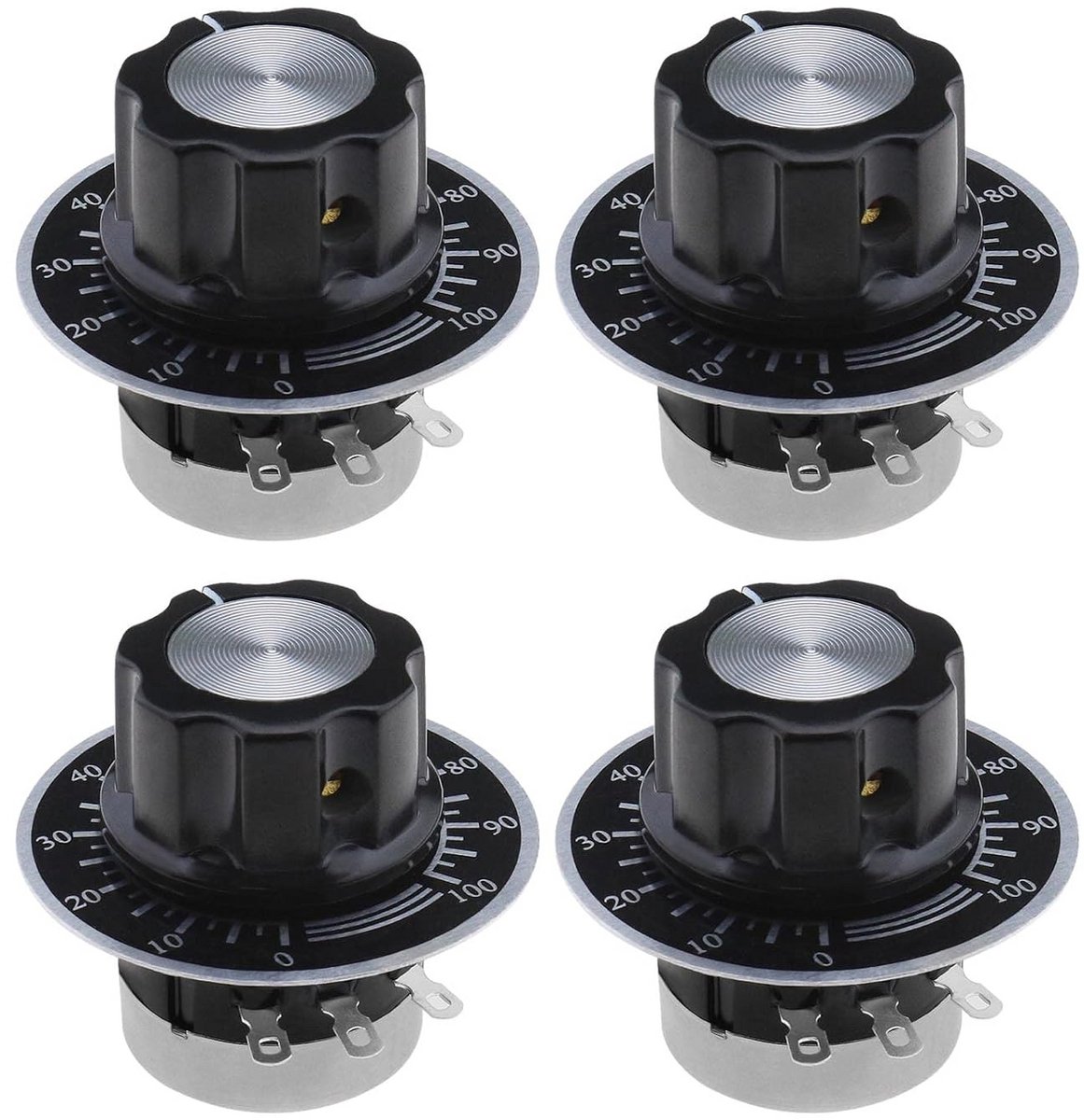 4 sets koolstoffilmpotentiometers RV24YN20S B103 10K ohm enkelvoudige draaiing voor frequentieregelaar, motortoerenregeling met draaiknoppen