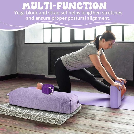 4 Stuks Yoga Steunkussens en Blokken Set met Yogariem voor Balans en Pilates — afbeelding 4