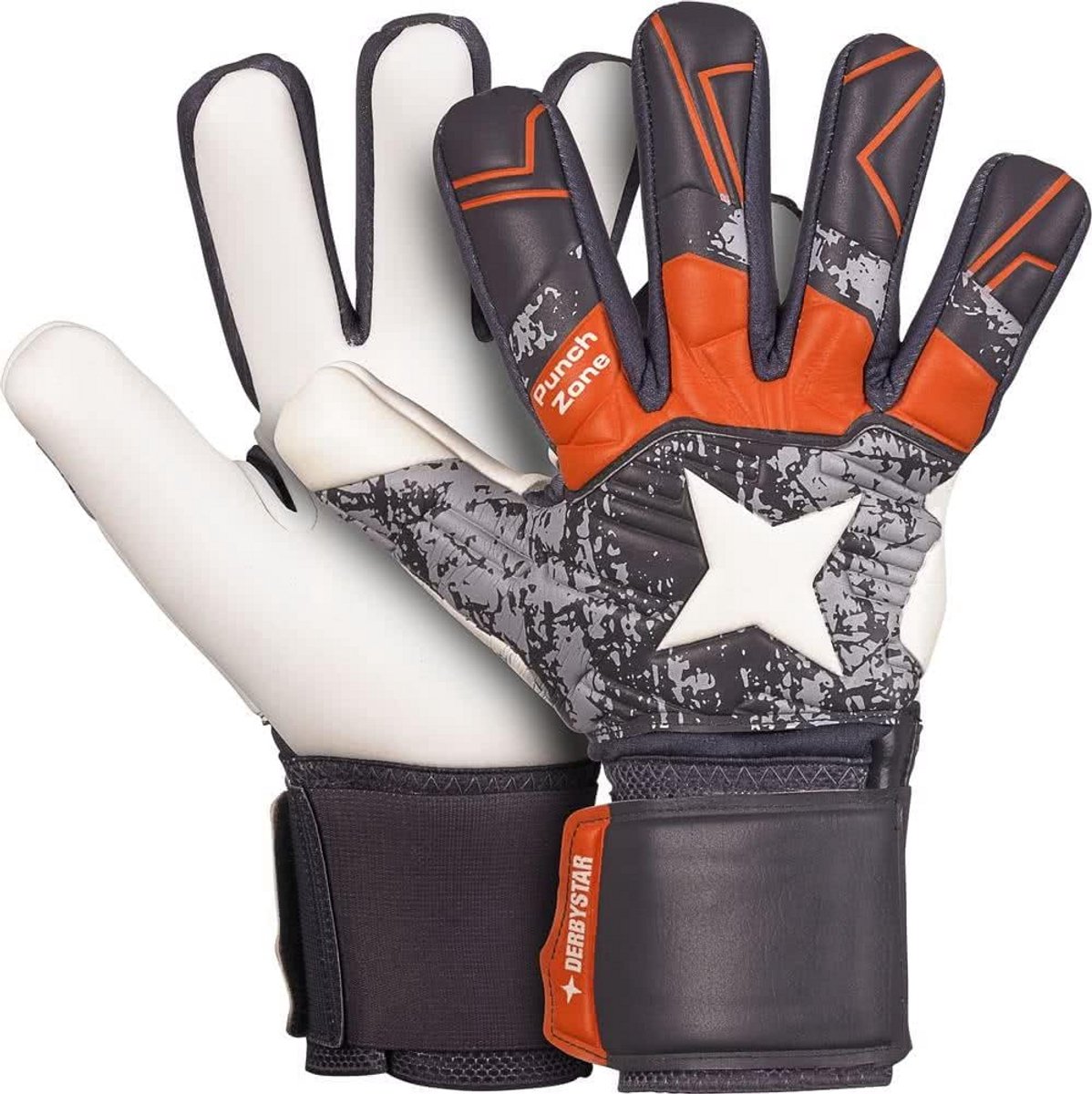 Keeperhandschoenen Grijs Oranje met Vingerbescherming voor Voetbal
