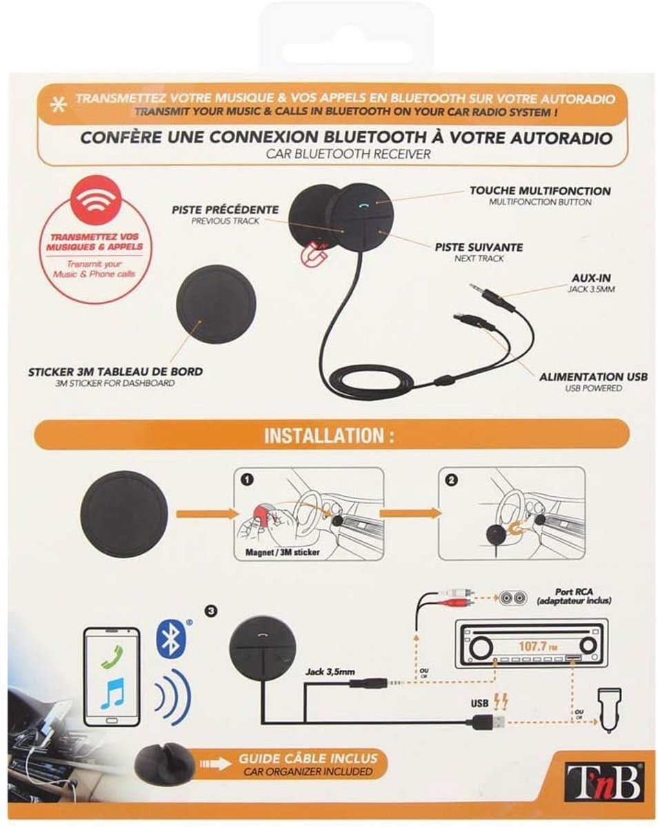 Draadloze Bluetooth Audio Ontvanger voor Auto Radio met Jack en RCA Aansluiting