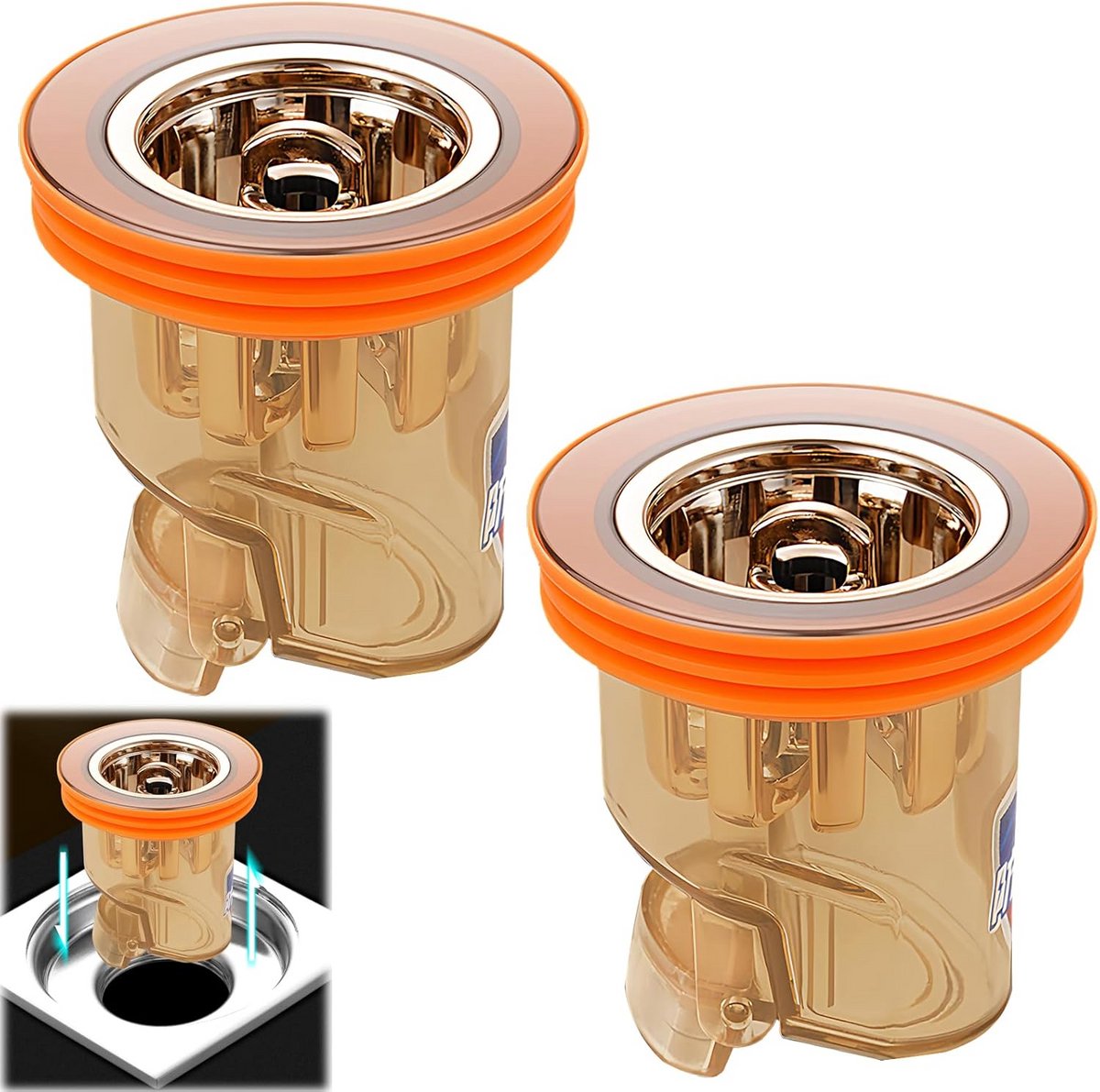 2 Stuks Geurstopper Afvoer voor Douche en Keuken - Anti-Verstopping & Terugslagklep