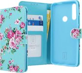 Huawei P Smart Z Bookcase hoesje - CaseBoutique - Bloemen Lichtblauw - Kunstleer