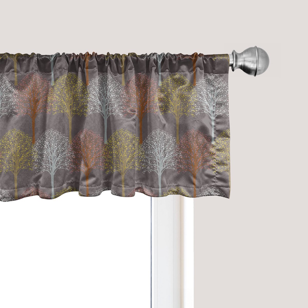 ABAKUHAUS Bosraamvalletje, Gordijnvalletje voor keuken en slaapkamer met tunnelzoom, 137 cm x 30 cm, Lichtbruin en meerkleurig