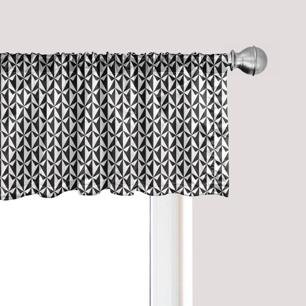 ABAKUHAUS Abstracte raamvalance, gordijnvalance voor keuken en slaapkamer met tunnelzoom, 137 cm x 45 cm, antracietgrijs wit Houtskoolgrijs wit