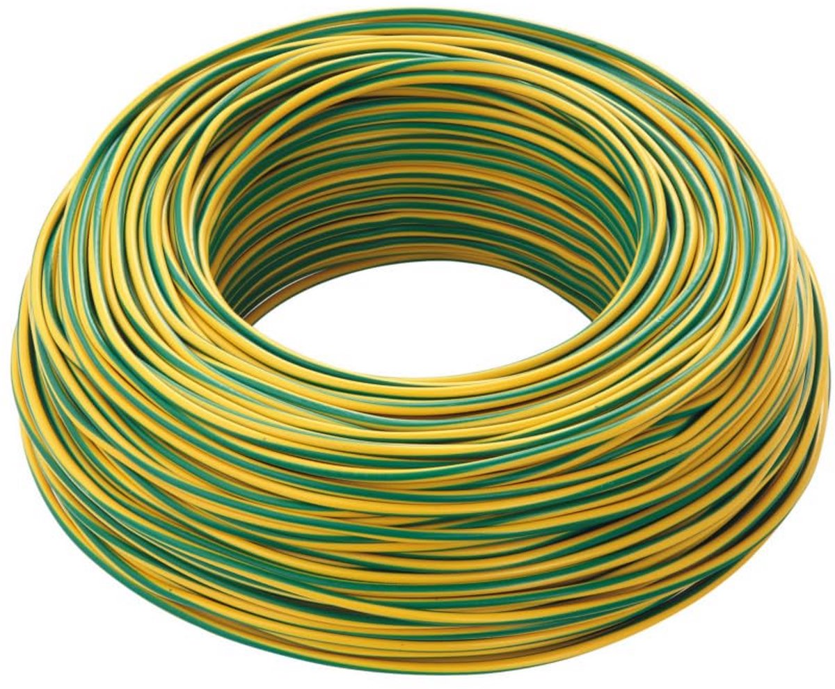 Elektrische Ader H05V-K Flexibel Draad 1.5mm² Geel-Groen 5 Meter