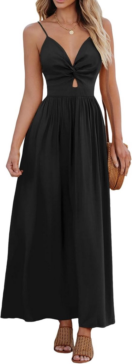 Zomerjurk Dames met V-Hals en Torsie Detail - Casual Strandjurk