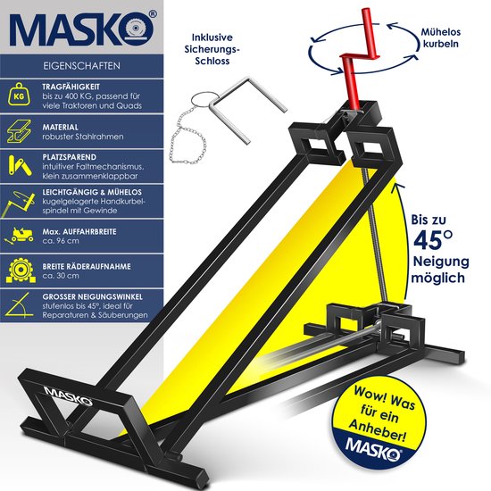 MASKO® Zitmaaierkrik 400kg Lift voor Zitmaaier - Zitmaaierlift Krik Systeem - Zwart van Merkloos	 — afbeelding 5
