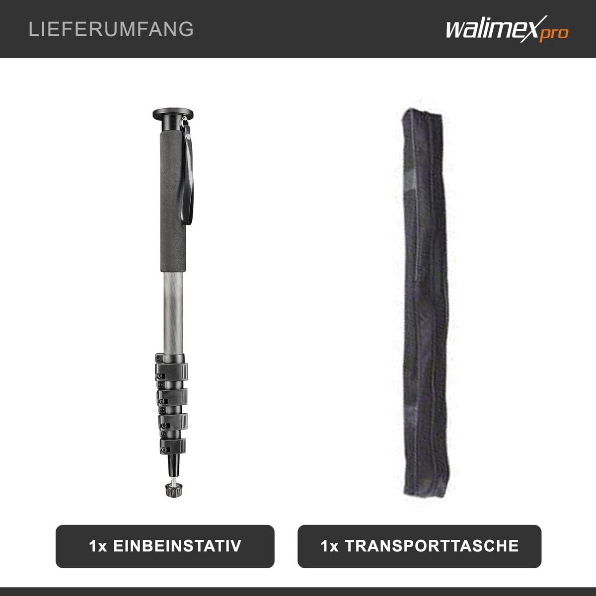 Carbon Monopod Statief voor Camera - Max. Hoogte 185 cm - Lichtgewicht en Stabiel