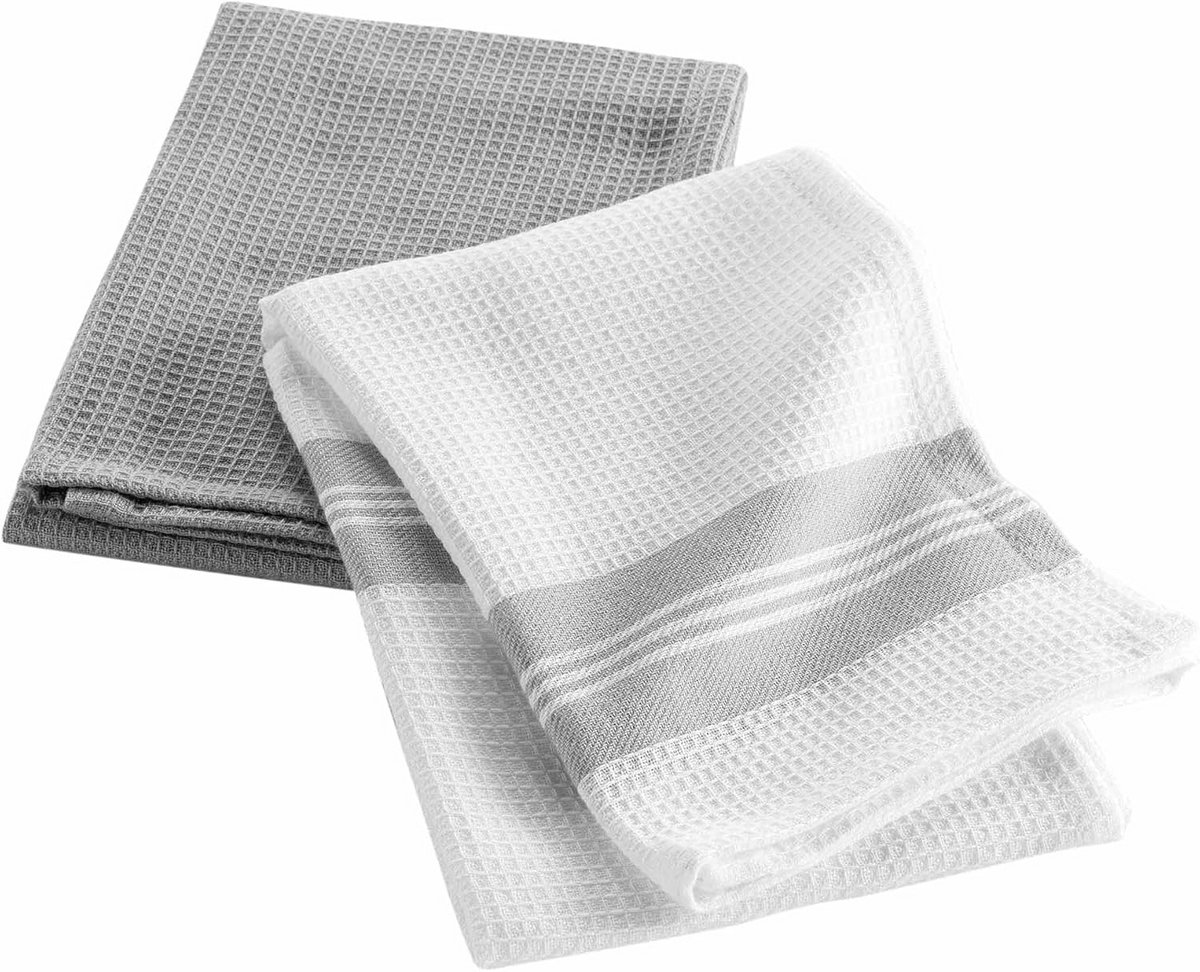 2 Katoenen Theedoeken - Honingraat Structuur - 50x70 cm - Absorberend en Stijlvol
