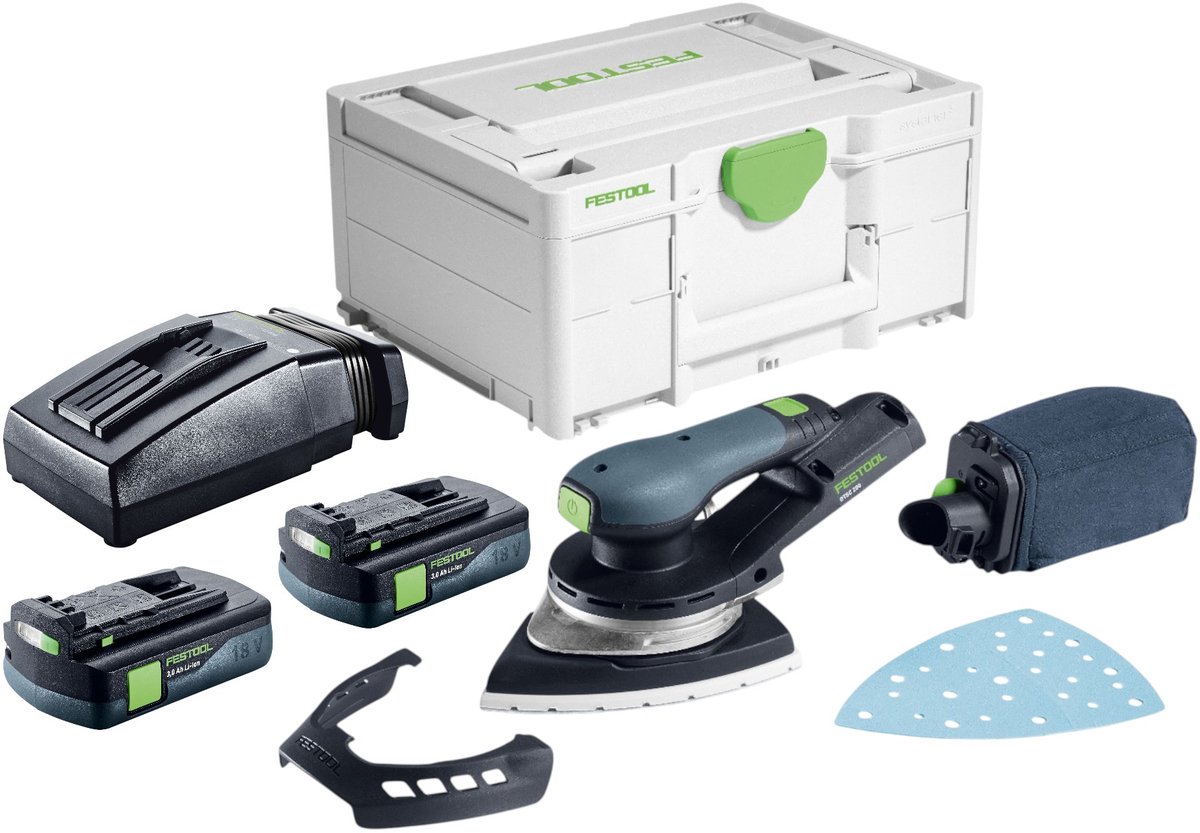 Festool DTSC 200-Basic accu-deltaslijper 18 V 145 x 195 mm borstelloos + 2x accu 3,0 Ah + oplader + Systainer