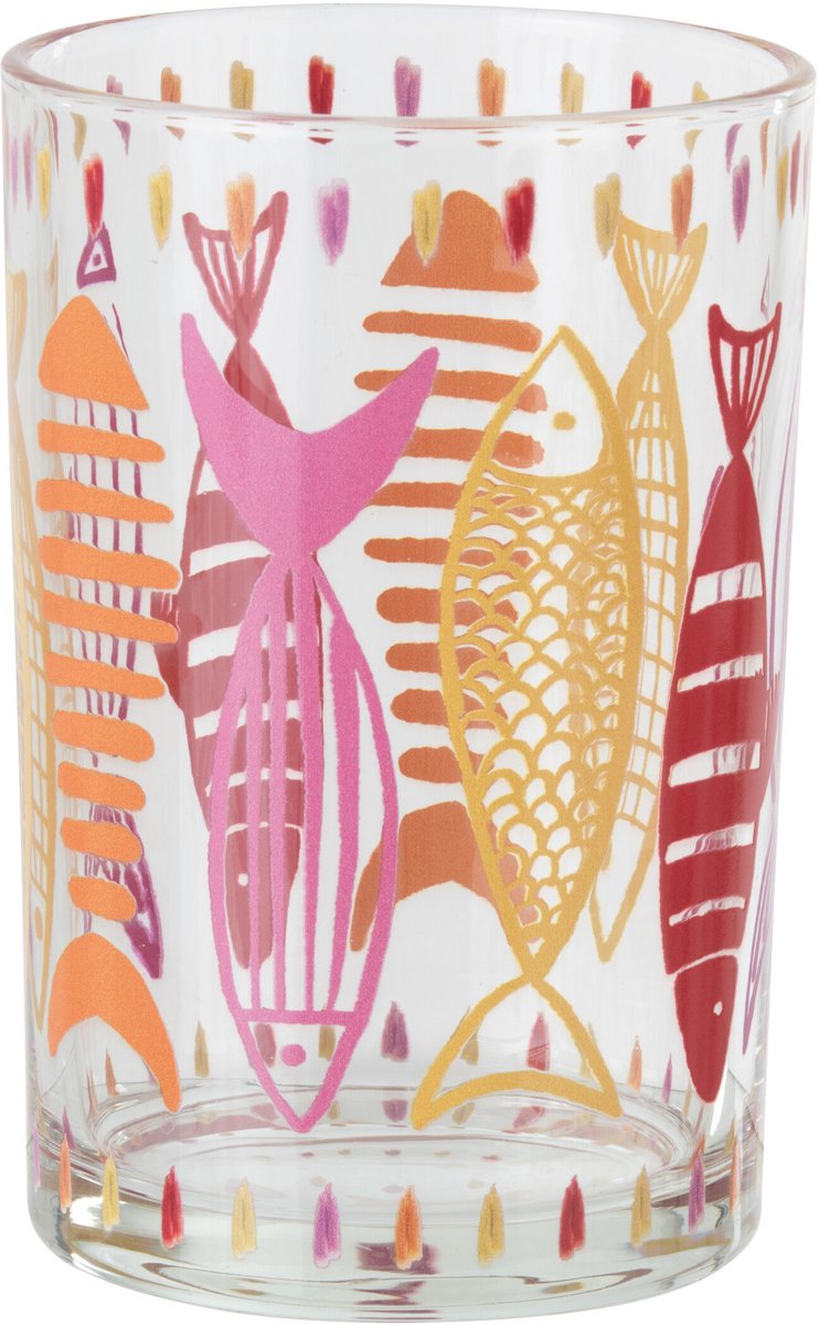 J-Line theelichthouder Vis - glas - roze/oranje - large