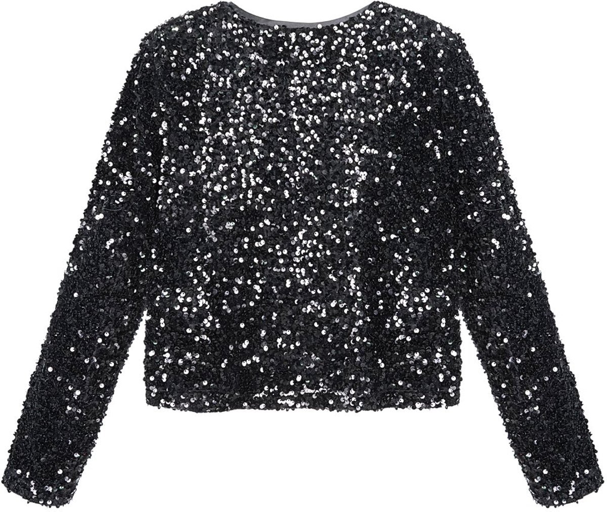 Polyester Long Sleeve Top Cropped Bow Detail
