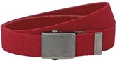 Landley Elastische Canvas Riem met Metalen Schuifgesp - Stretch - Koppelriem - Dames / Heren - Unisex - Rood - Lengte totaal 140 cm / Riemmaat 125