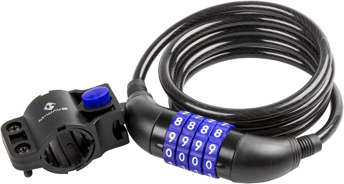 Spiraalkabelslot met Cijfercode voor Fiets, Zwart, 150 cm