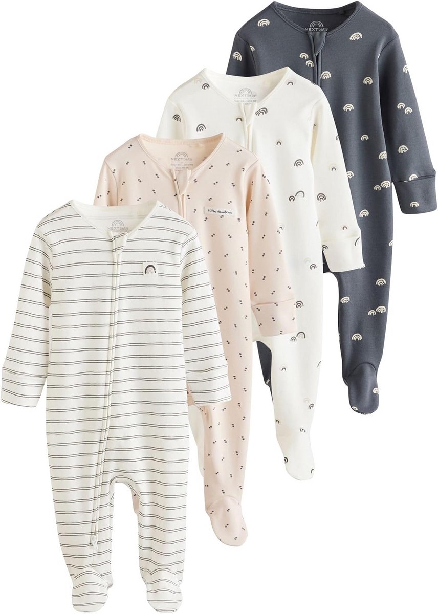 4-Pack Baby Pyjama's met Tweewegsritssluiting voor Jongens en Meisjes