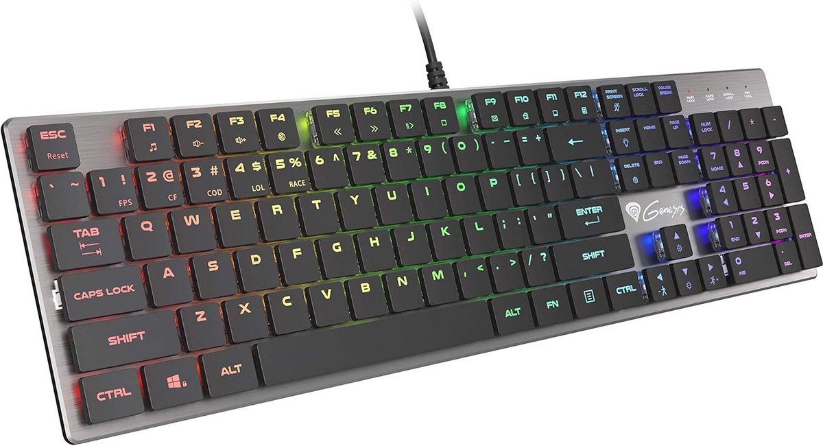 Mechanisch Gaming Toetsenbord Laag Profiel RGB US Layout - Snel en Stijlvol