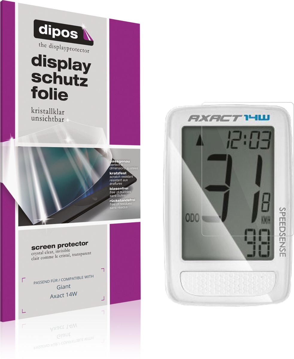 dipos – 2x Beschermfolie geschikt voor Giant Axact 14W | Krasbestendige & heldere Screenprotector Ultra-Thin