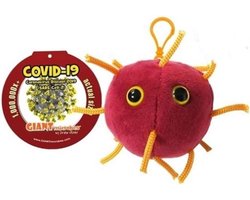Pluche Sleutelhanger Coronavirus COVID-19 Rood - Grappig Microbe Cadeau