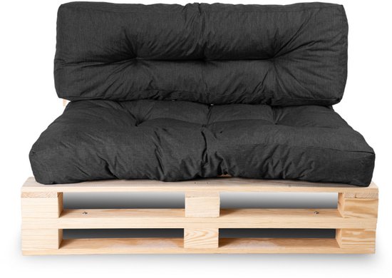 Bananair - Palletkussens Set - Coussins de jardin pour banc palette - 1x Coussin d'assise 120x80x15 cm & 1x Coussin de dossier 120x40x15 cm - Zwart
