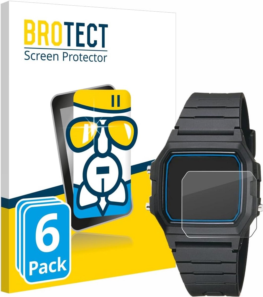 6x Screenprotector voor Casio F-105W-1AWYEF - Krasbestendig en Ultralicht Beschermglas