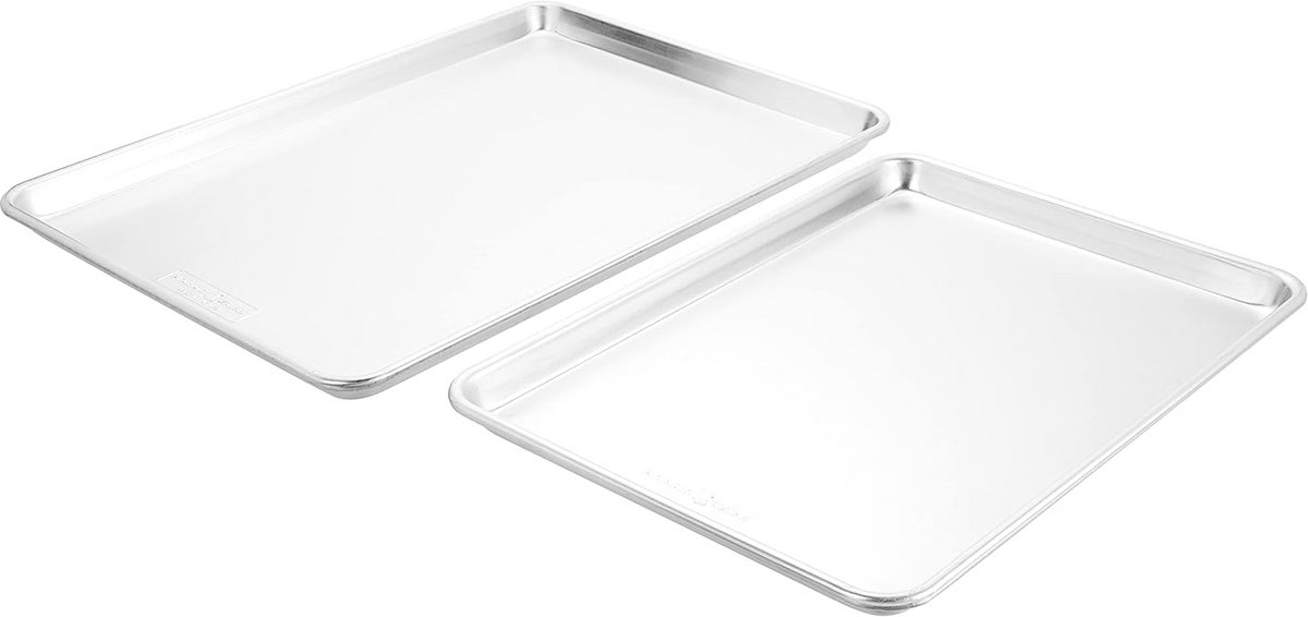 Professionele Bakplaat Set van 2: Half Sheet en Grote Aluminium Taatschaal