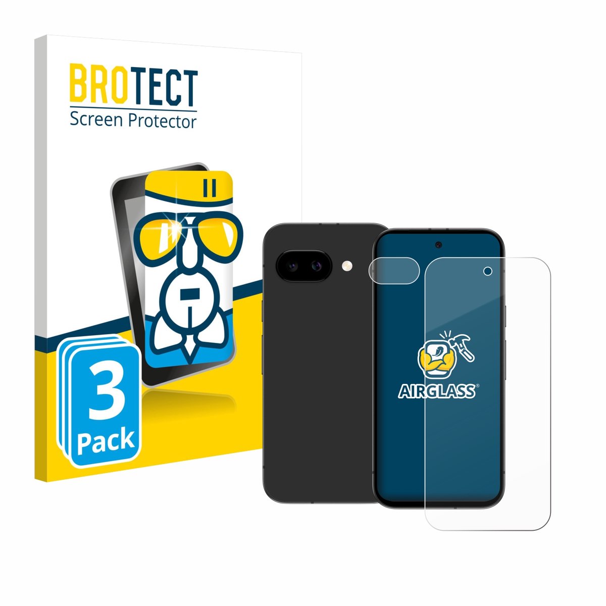 Screenprotector 3 Stuks voor Google Pixel 9a (Voor+Camera) Beschermglas transparant