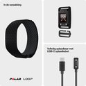 Inhoud van de verpakking: Polar activity tracker, sluiting en USB-C oplaadkabel.