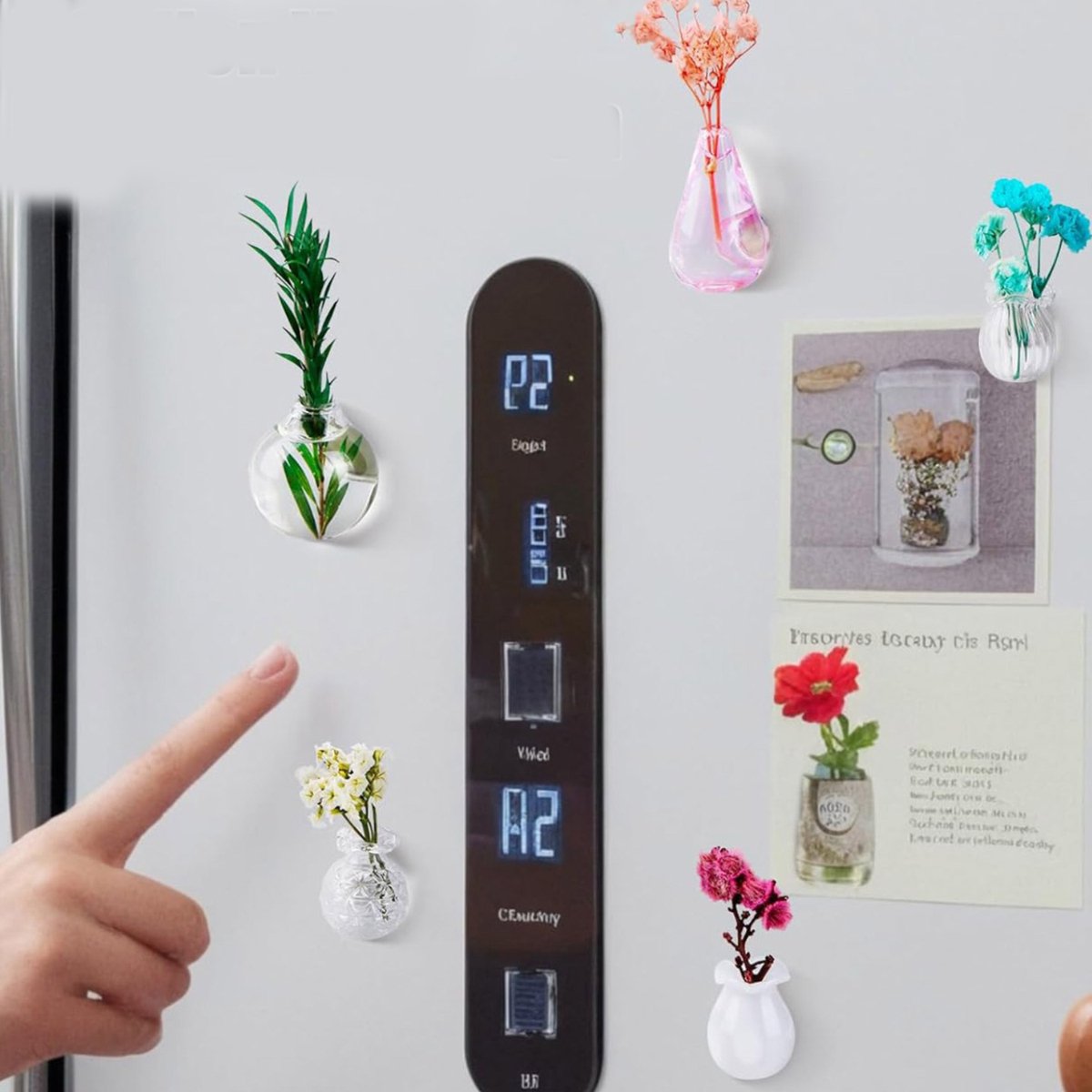Topmelon Mini magneet vaasjes - transparant 5 - van - Magnetische vaasjes klein - Mini magnetische Stek vaasjes - voor keukenkastjes/kantoor en woondecoratie