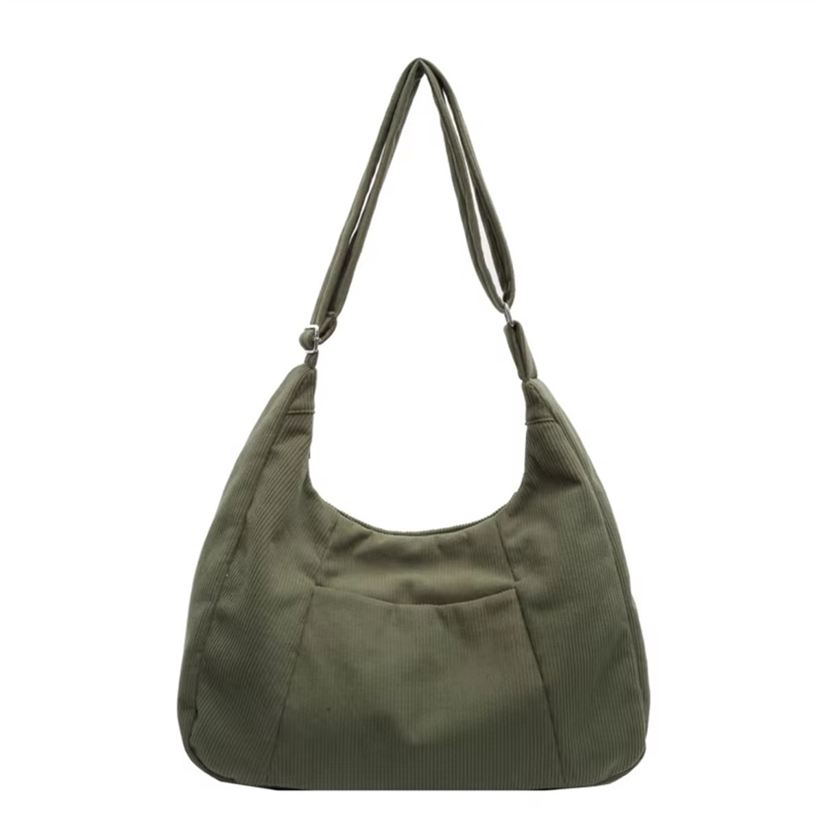Schoudertas van corduroy voor dames, handtas met grote capaciteit, casual, eenvoudige crossbodytas voor dagelijks gebruik, winkelen en werk, Groen