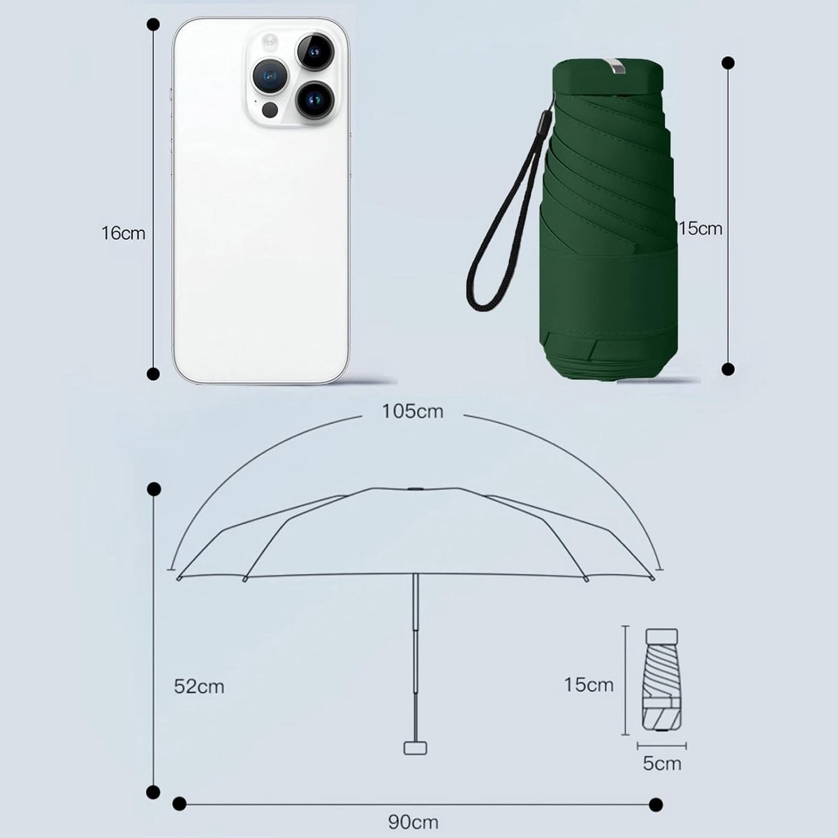 Compacte Mini Paraplu - Sterk Winddicht & Lichtgewicht - UV Bescherming voor Regen en Storm — cadeau in Mode & Accessoires - foto 2