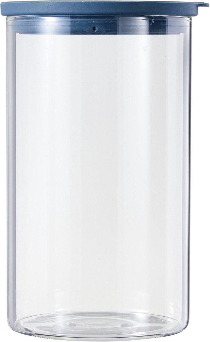 Cookinglife Voorraadpot - Bewaarpot - Storage Pot - Glas Transparant/Blauw - Vaatwasserbestendig - 1,9 L