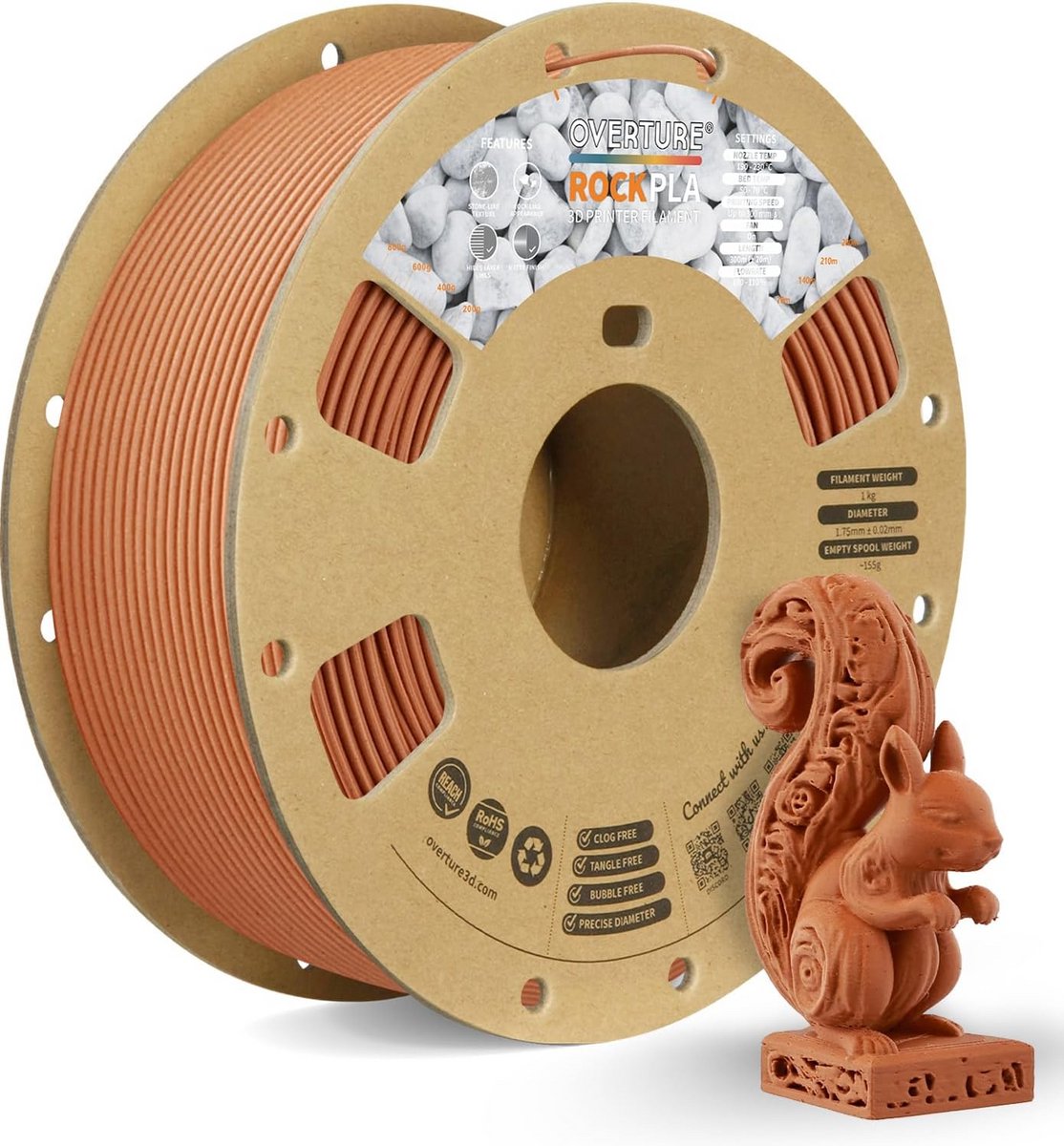PLA 1,75 mm Filament 1 kg Steenlook Marmer Textuur voor 3D-printer