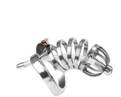 Fixxx - Valor - Kuisheidskooi met Holle Penisplug - Zilver - Twee Maten 50 mm