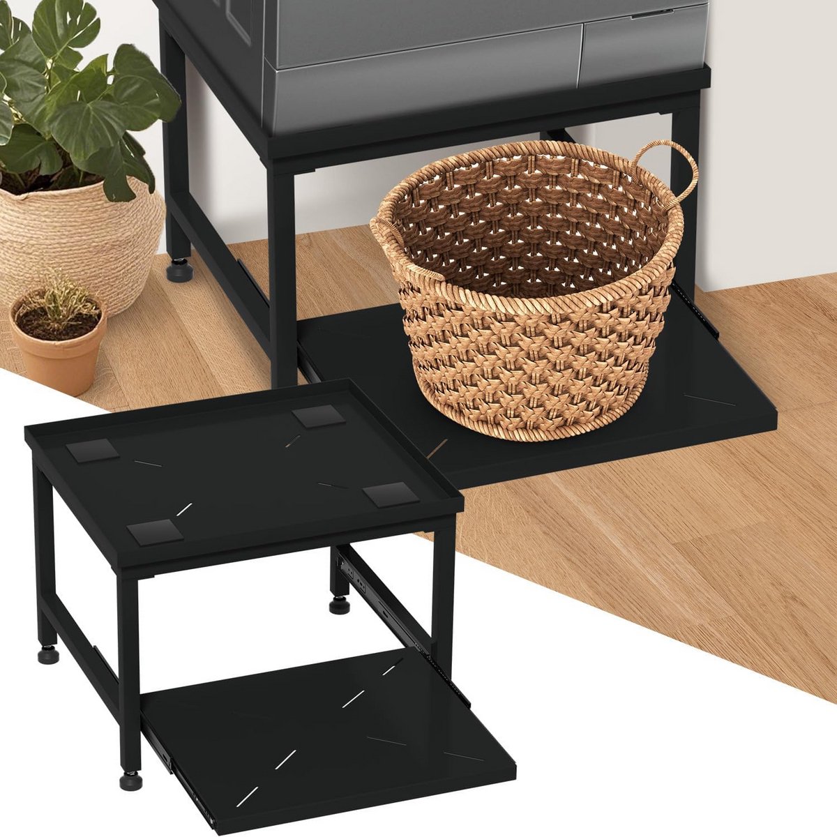 Verstelbaar Wasmachine Onderstel met Lade en Antitrilling, 45,5 cm Hoog