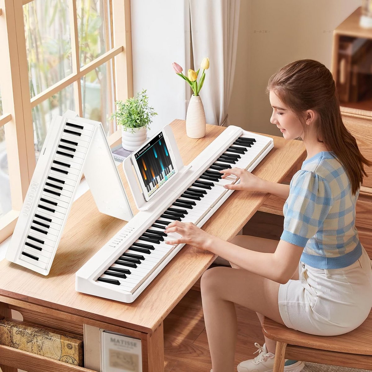 Digitale piano met 88 halfgewogen toetsen voor beginners, inclusief pedaal en Bluetooth