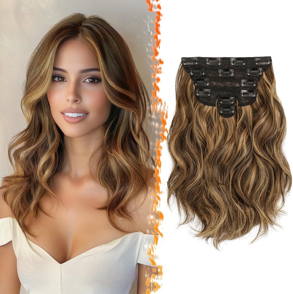 Korte Golvende Clip in Haarverlenging Synthetisch 30 cm Volle Look