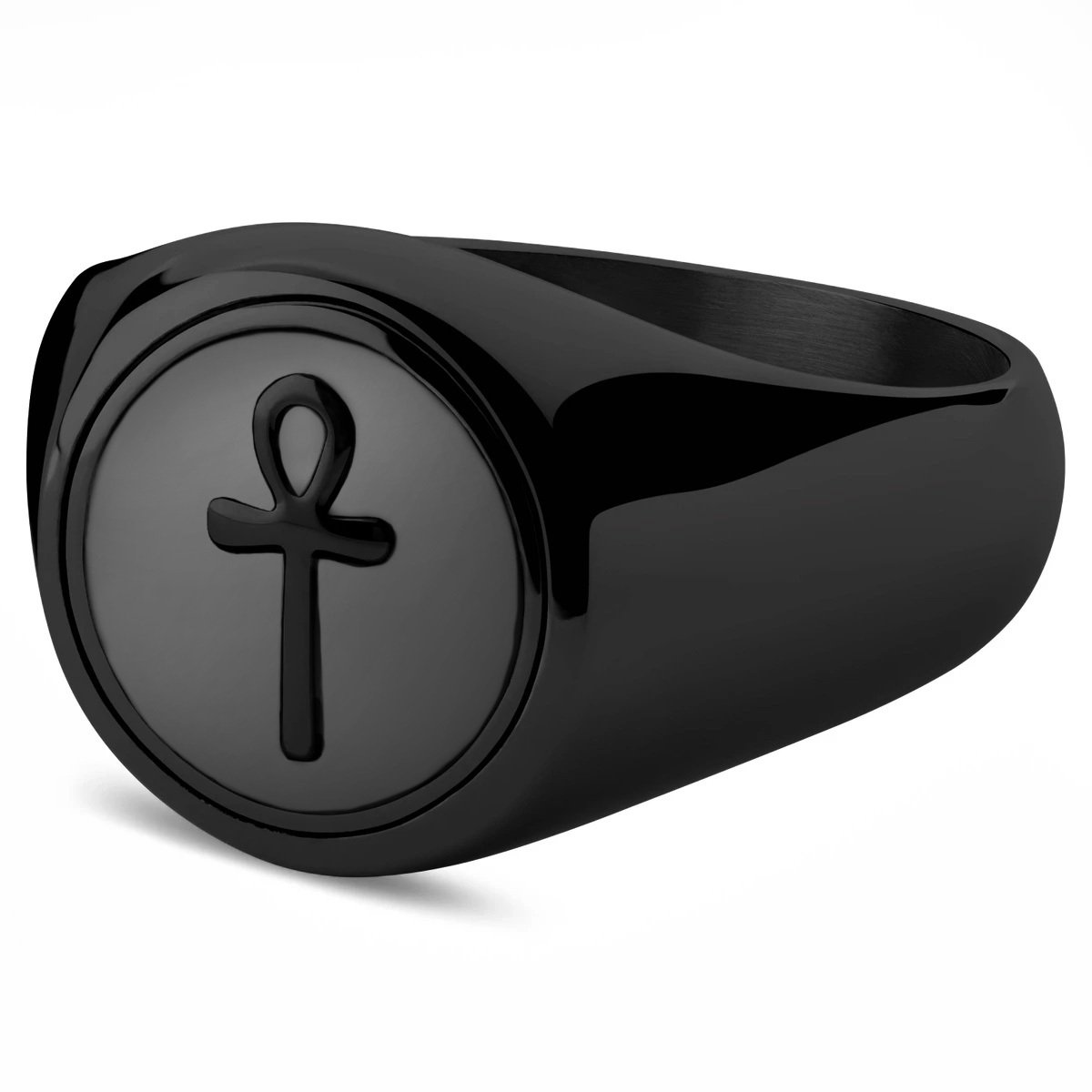 Zwarte Ankh Zegelring