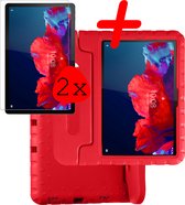 Lenovo Tab P11 Hoes Met 2x Screenprotector - Lenovo Tab P11 Kinderhoes - Kindvriendelijke Lenovo Tab P11 Cover Kids Case - Rood