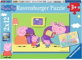 Puzzel 2x12 stukjes Thuis bij Peppa Pig