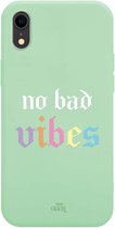 iPhone XR - No Bad Vibes Green - iPhone Rainbow Quotes Case