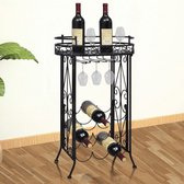 VidaXL Metalen Wijnrek - 77,5 cm hoog - Zwart - Staand - Tafelmodel met haken - 9 flessen