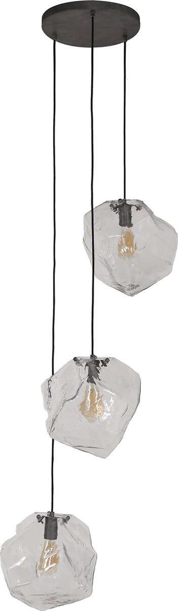 Icecube - Hanglamp - 3L - transparant mondgeblazen glas
