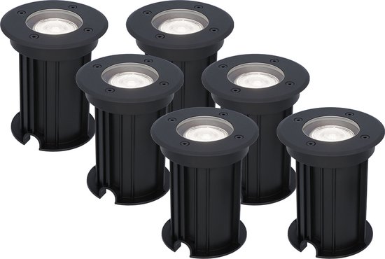 HOFTRONIC™ 6x Maisy dimbare LED grondspot - Rond - Zwart - 6000K daglicht wit - 5 Watt - IP67 straal waterdicht - 3 jaar garantie Grondspot buiten 230V